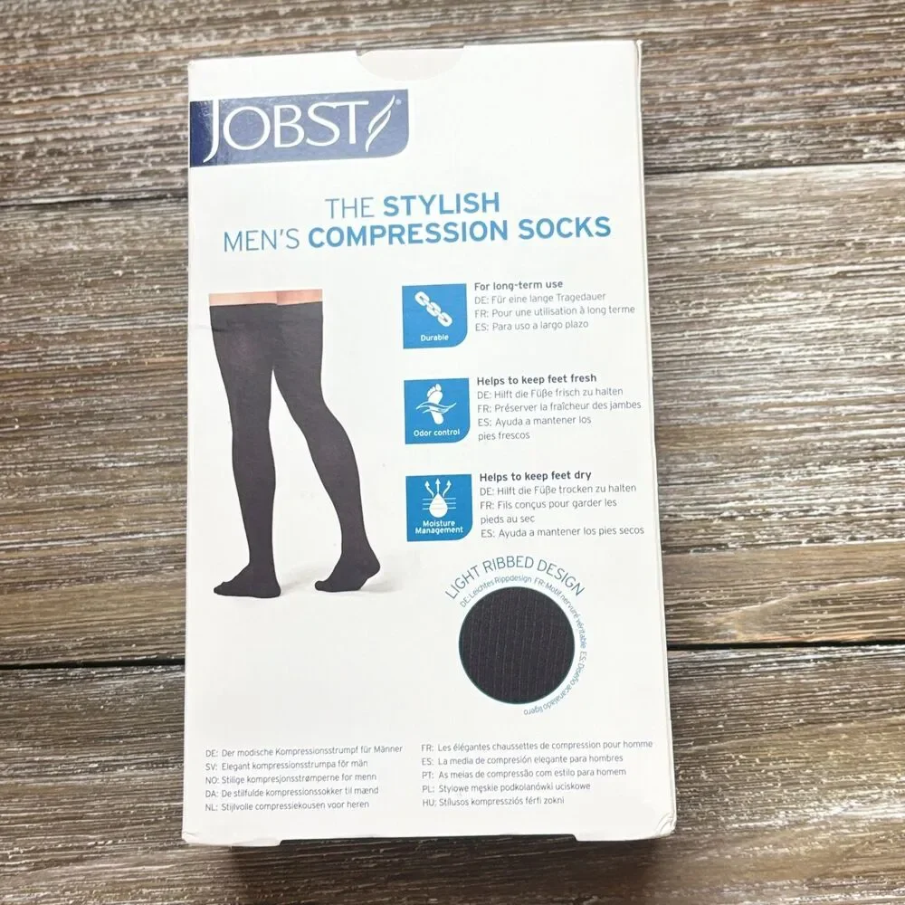 Jobst for Men Thigh High Compression Stockings XL Black 20-30mmHg Socks New